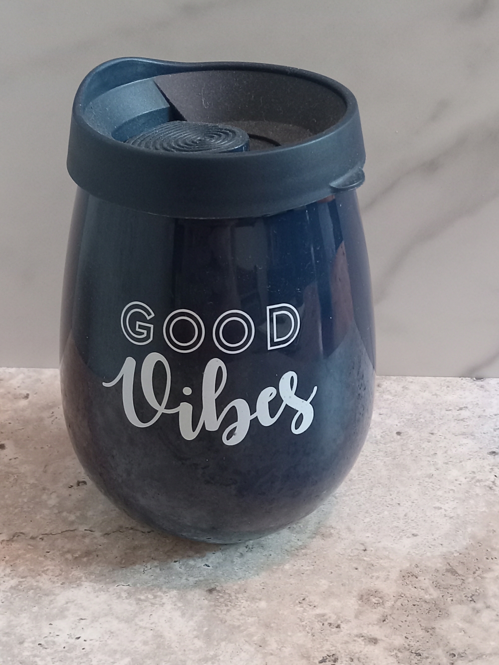 Navy Plastic Travel Tumbler
